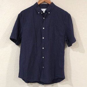 Old Navy Mens Sz L Slim Fit Polka Dot Short Sleeve Button Up Shirt